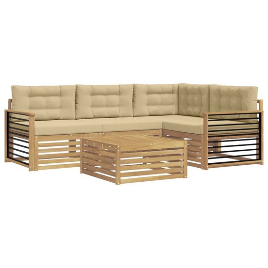 Ensemble de canapés d'extérieur 6 pc blanc et beige polyester