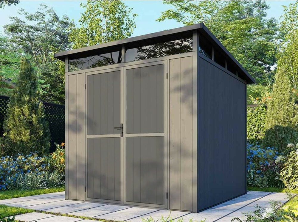 Abri de jardin composite evora gris 4m² - structure en aluminium - bois composite co-extrude - anti-uv - resistant a la corrosion