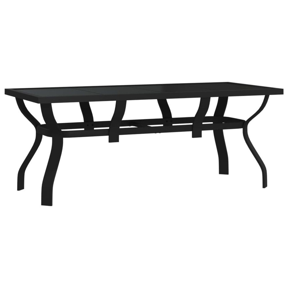Table de jardin noir 180x80x70 cm acier et verre