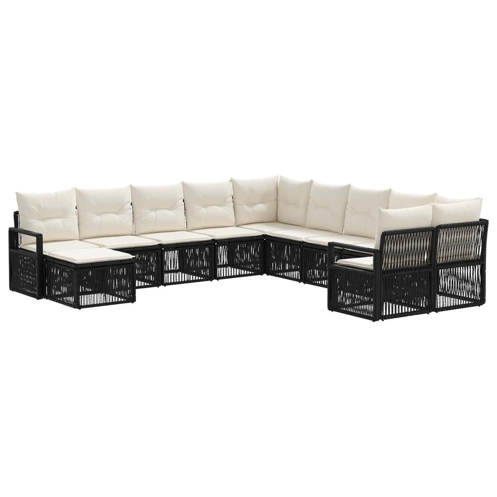 Ensemble de canapé de jardin 11 pc noir polyrotin