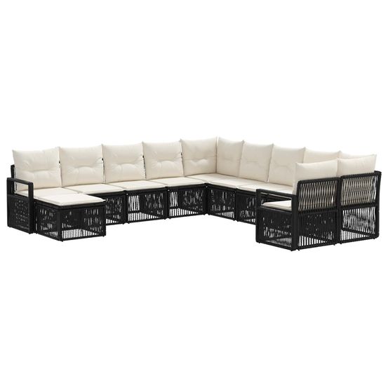 Ensemble de canapé de jardin 11 pc noir polyrotin