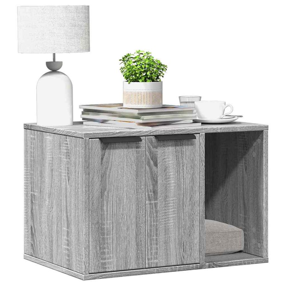 Maison de toilette chat bois multifonction sonoma gris 60cm