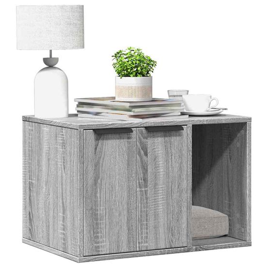 Maison de toilette chat bois multifonction sonoma gris 60cm