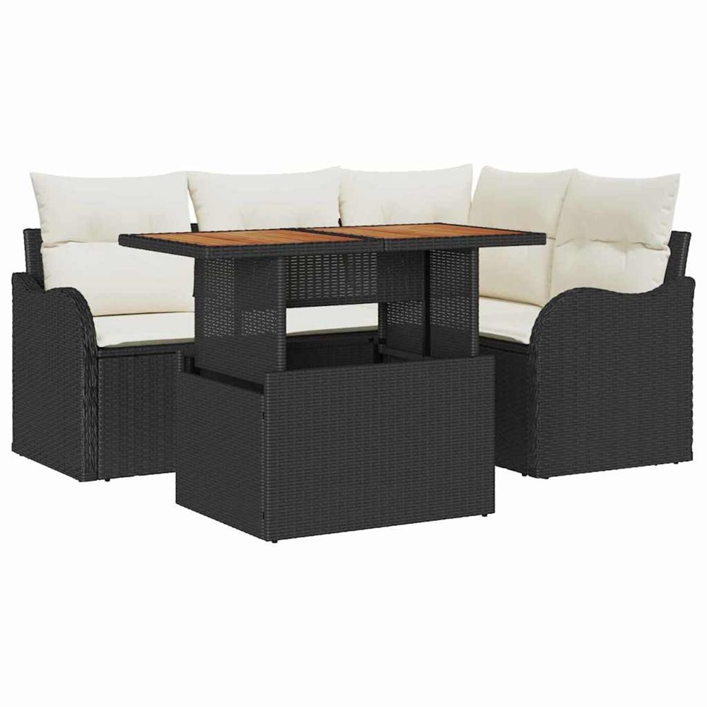 Ensemble de canapé de jardin 5 pc noir poly rotin