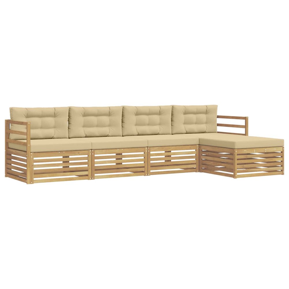 Ensemble de canapés d'extérieur 5 pc blanc et beige polyester