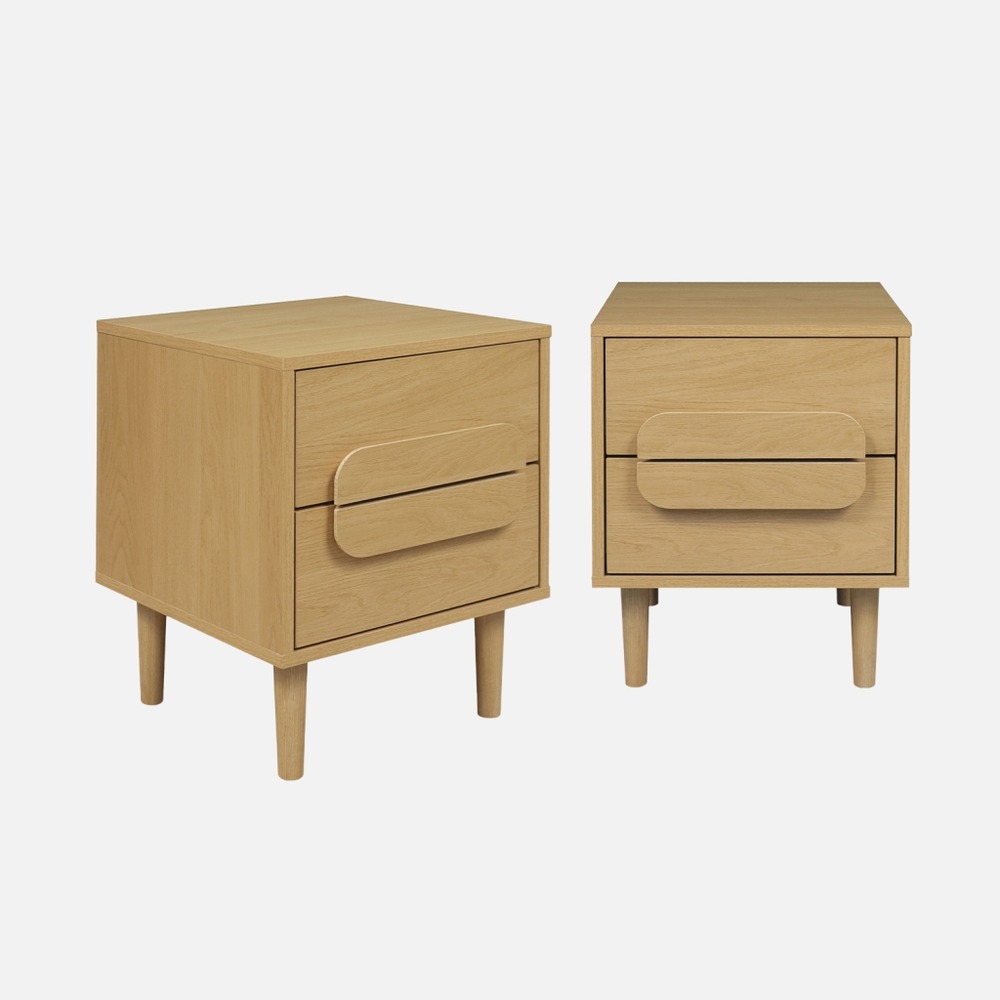 Lot de 2 tables de chevet vintage décor bois 2 tiroirs l 40 x p 40 x h 50cm - juliana