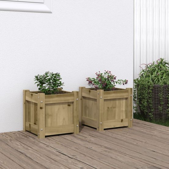 Lot de 2 jardinières pin traité autoclave pour balcon et jardin 31 cm