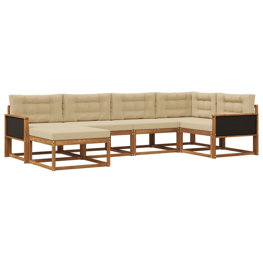 Ensemble de canapés d'extérieur 6 pc naturel et beige