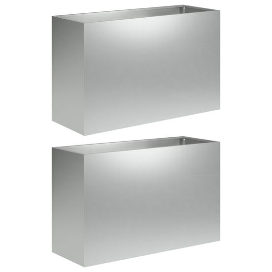 Cache-pot de jardin 2 pc argenté 80 x 40 x 50 cm