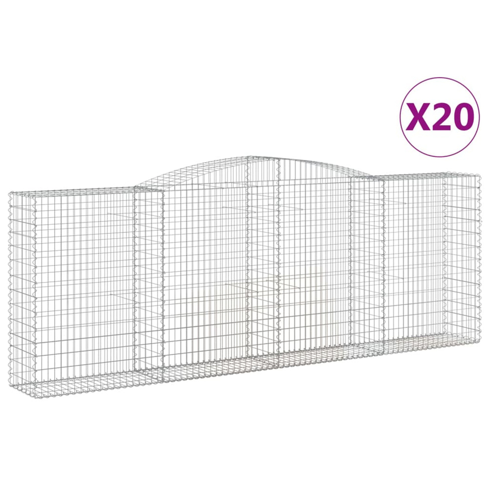 Paniers à gabions arqués 20 pcs 400x50x140/160 cm fer galvanisé