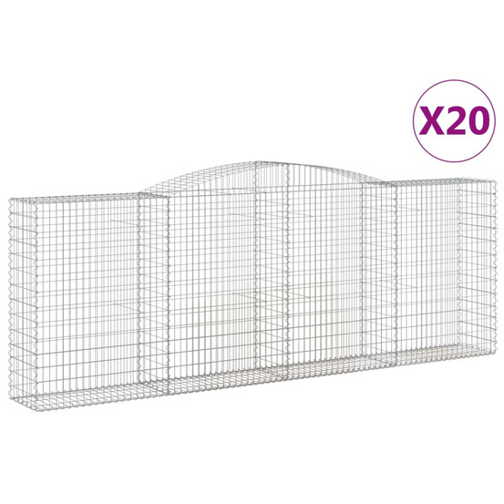 Paniers à gabions arqués 20 pcs 400x50x140/160 cm fer galvanisé