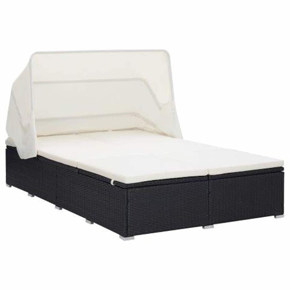 Transat à 2 places avec coussin résine tressée noir