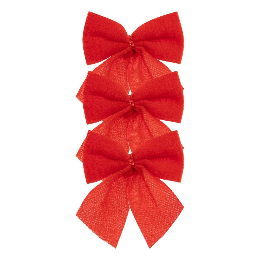 Lot de 3 nœuds déco velours 9x10cm rouge