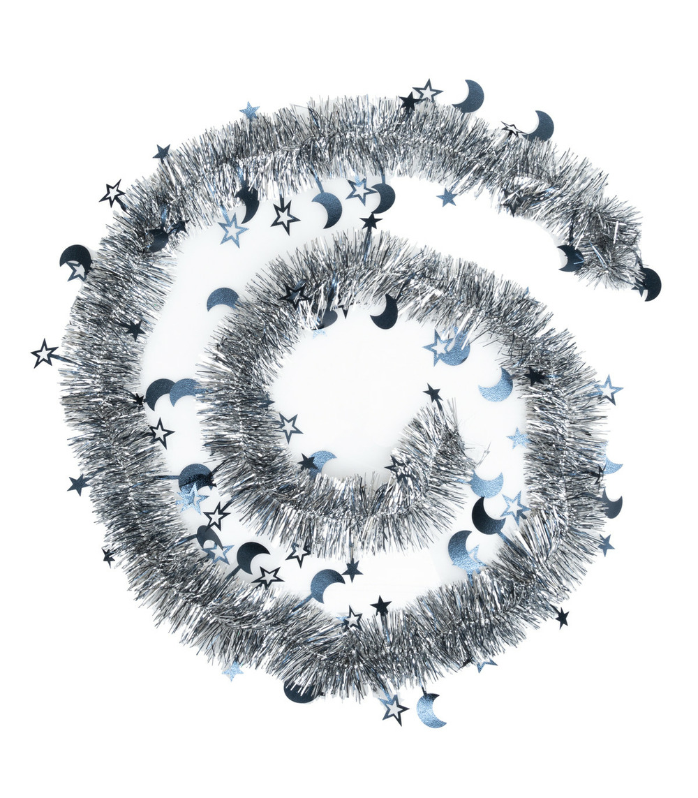 Guirlande de noël large 15 cm déco lunes & étoiles longueur 2 mètres