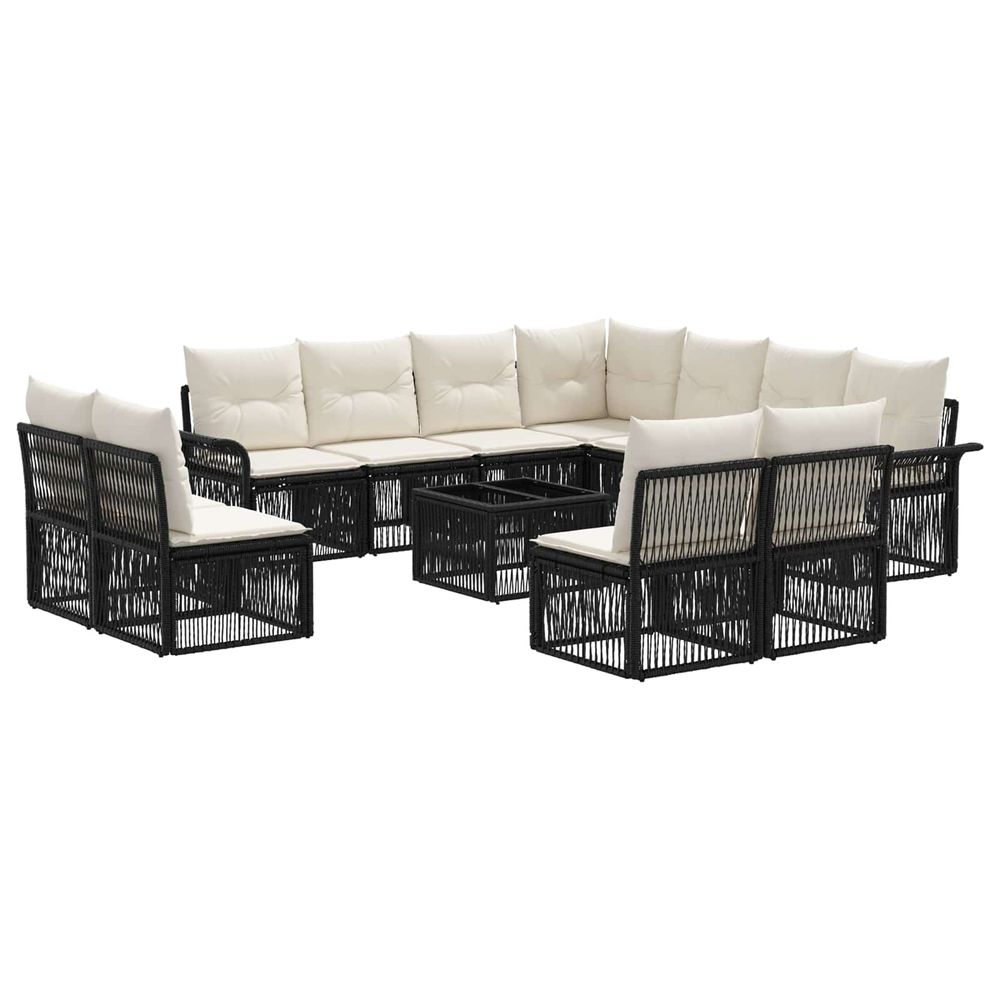 Ensemble de canapé de jardin 12 pc noir polyrotin