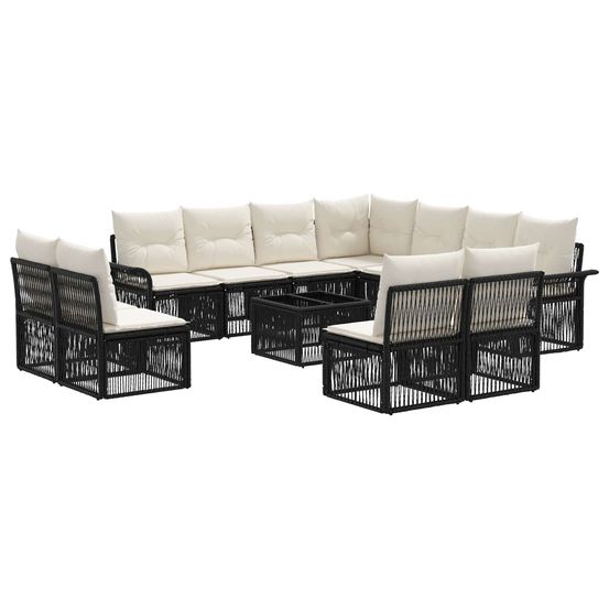 Ensemble de canapé de jardin 12 pc noir polyrotin