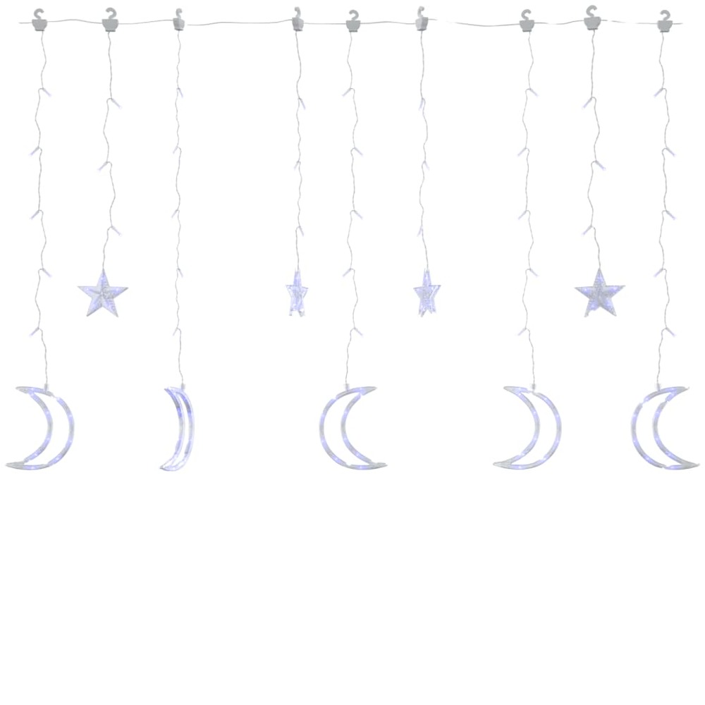 Guirlande lumineuse étoile et lune avec télécommande 138 led