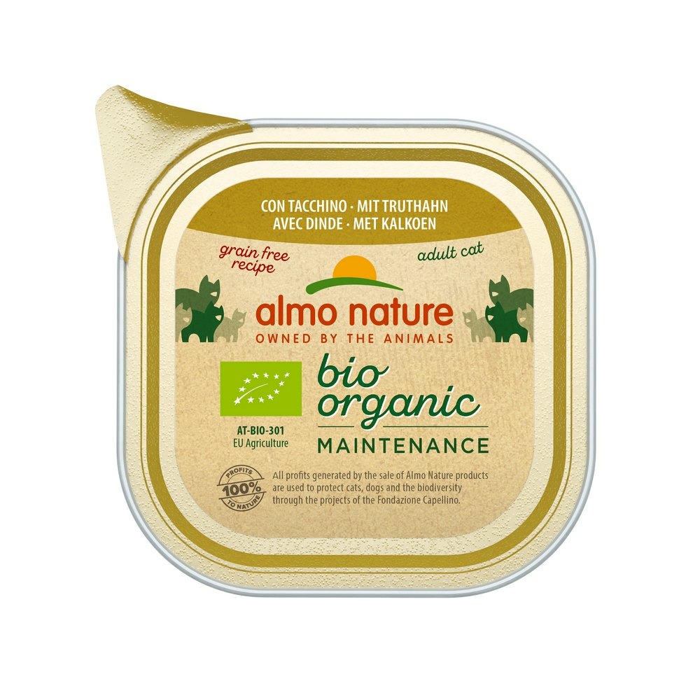 Almo nature - barquettes sans céréales bio organic pour chat à la dinde 85g