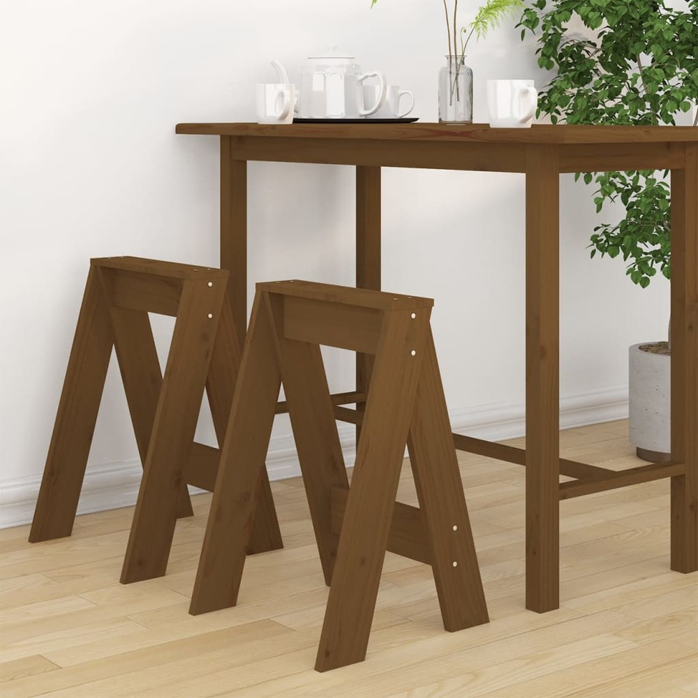 Tabourets lot de 2 marron miel 40x40x60 cm bois massif de pin