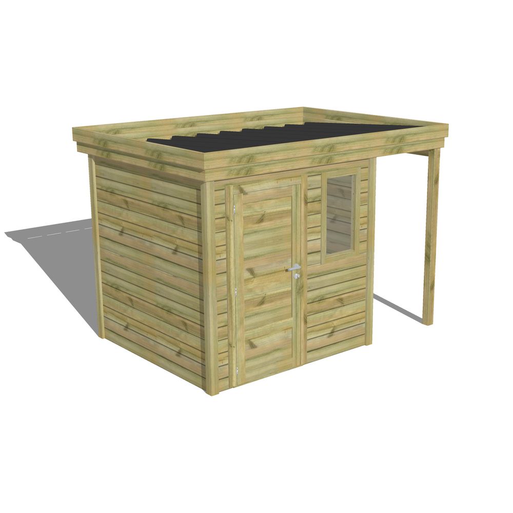 Abri de jardin bois pin traité autoclave 27mm - 3,14x2,14m / 7m2 - bac acier - abri français