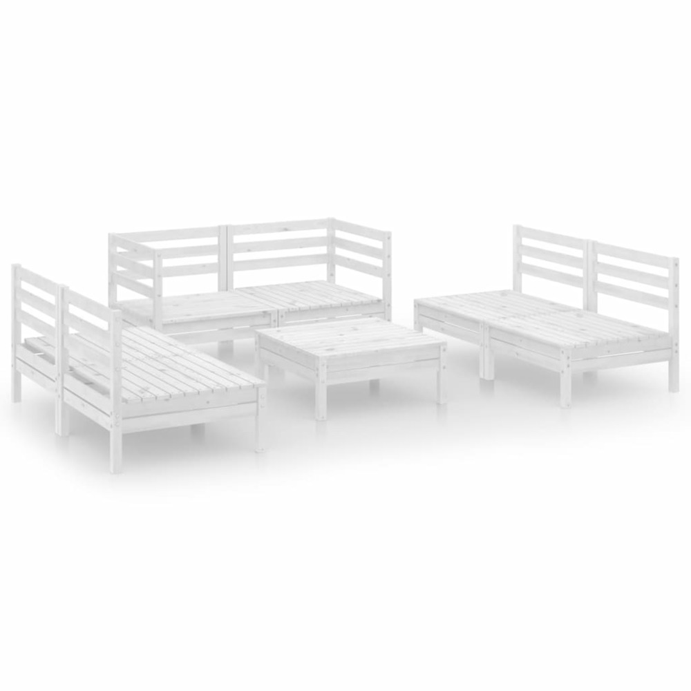 Salon de jardin meuble d'extérieur ensemble de mobilier 7 pièces blanc bois de pin massif
