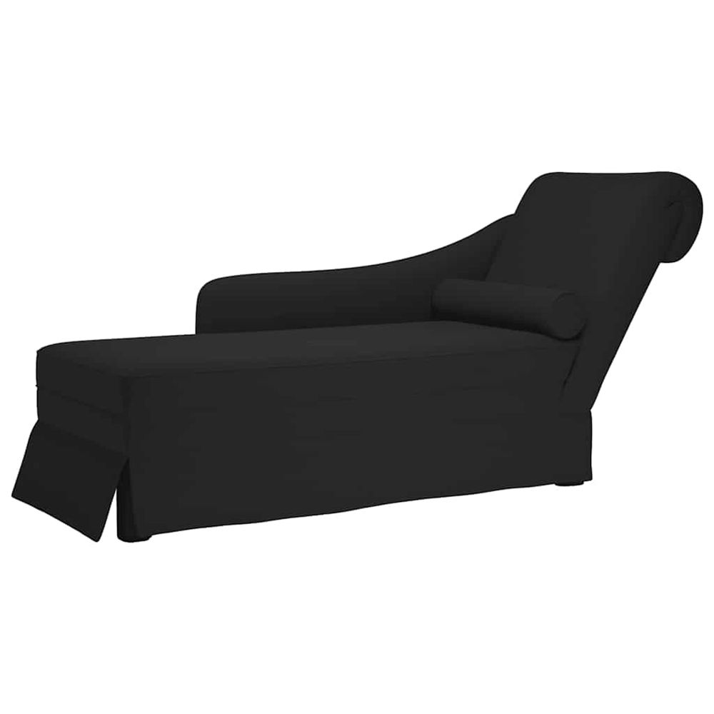 Fauteuil long avec traversin et accoudoir droit noir velours