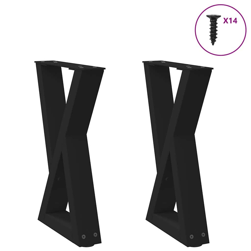 Pieds de table basse 2 pièces noir 38 x (42-43,3) cm acier