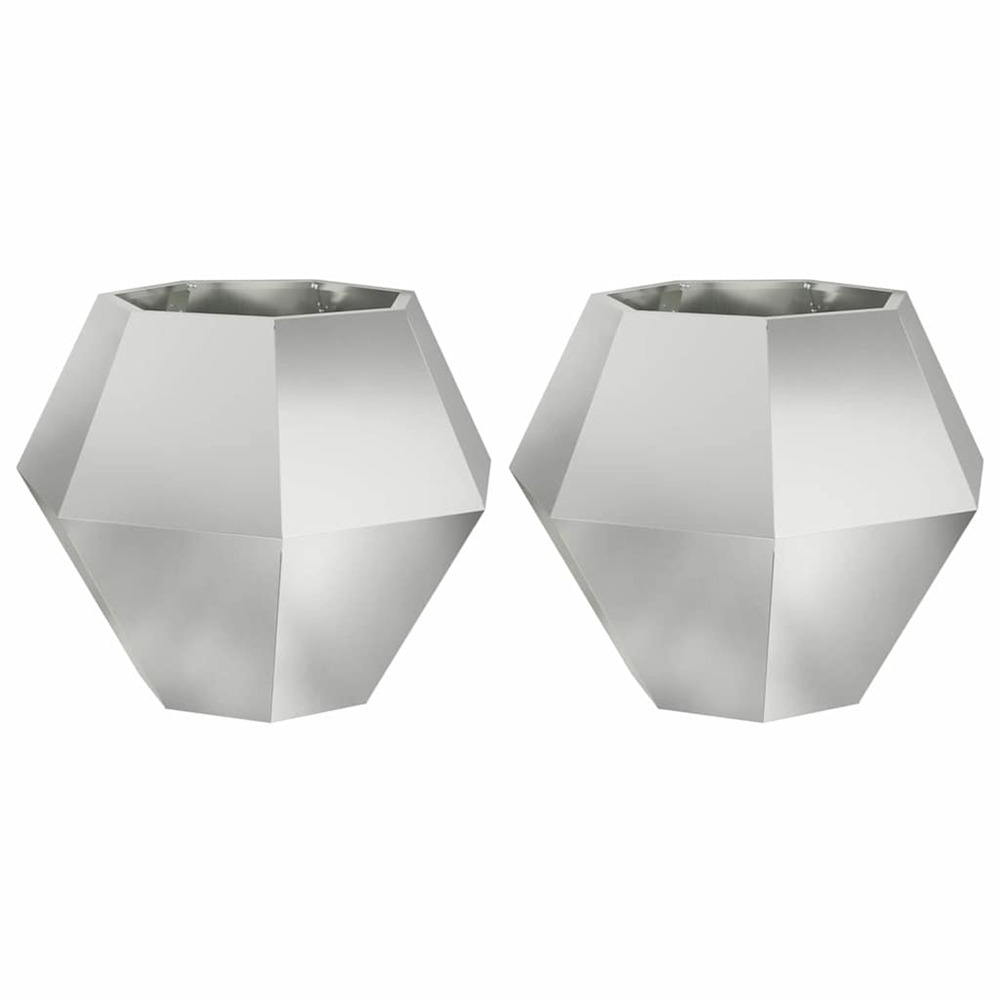 Jardinière d'extérieur 2 pcs argent 75 x 75 x 60 cm acier galvanisé