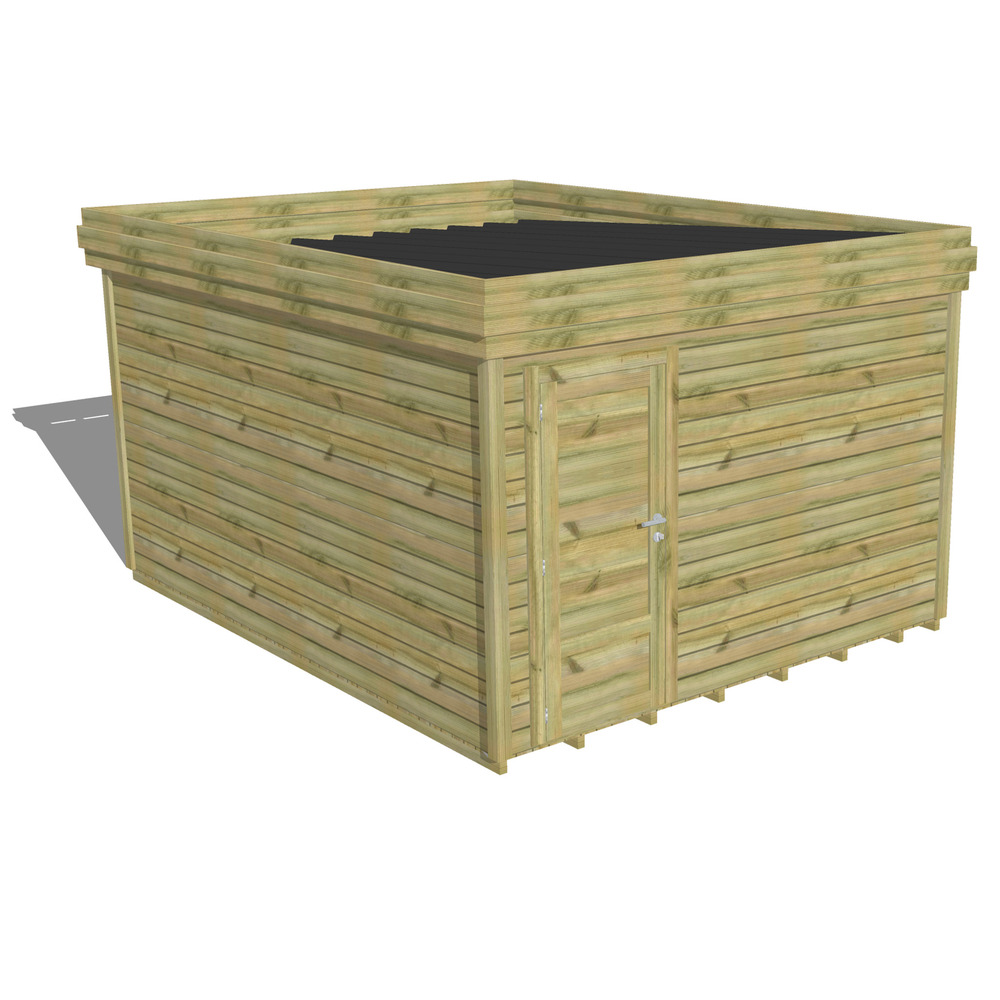 Abri de jardin bois pin traité autoclave 27mm - 3,44x4,34m / 15m2 - bac acier - plancher bois