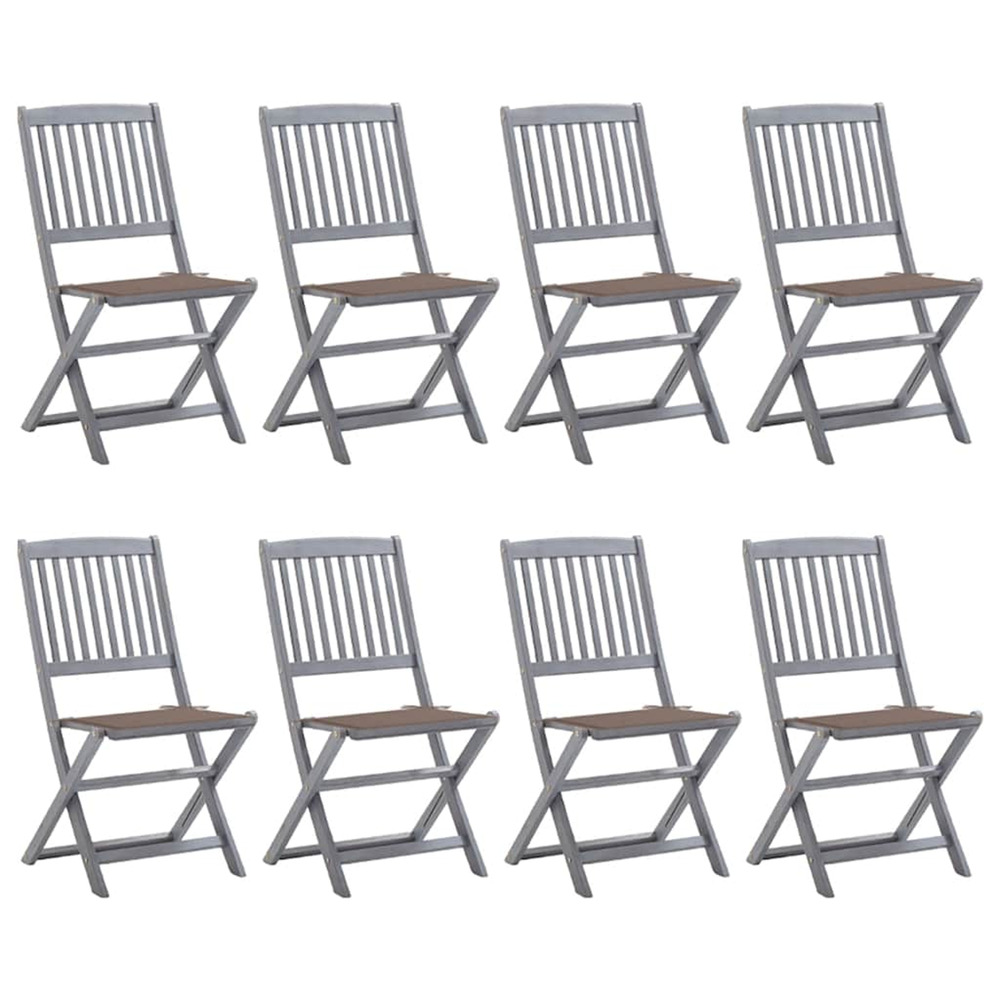 Chaises pliables d'extérieur lot de 8 et coussins bois d'acacia