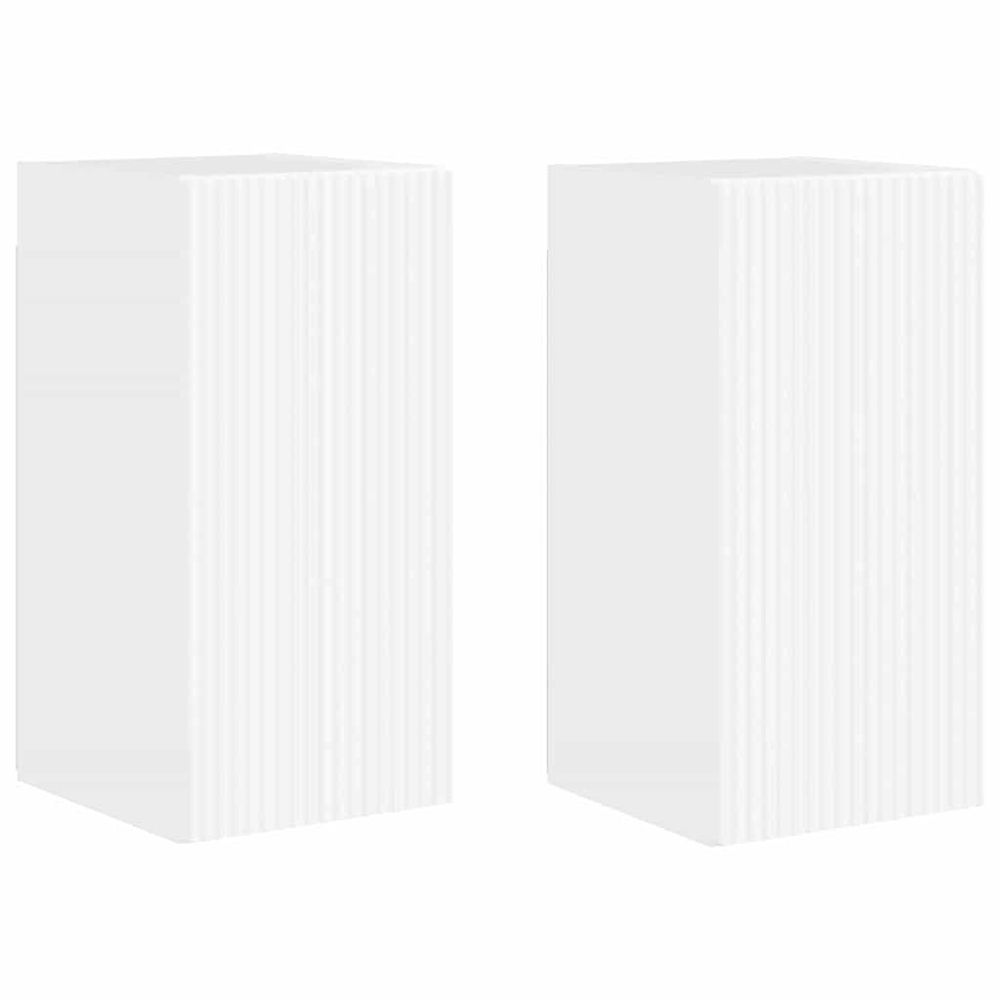 Meuble tv mural 2 pc blanc brillant bois d'ingénierie