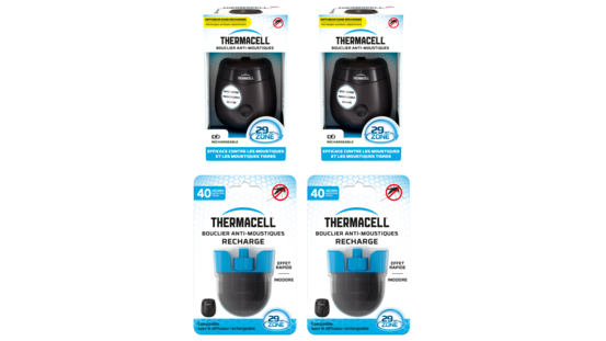 Thermacell 2 boucliers anti-moustiques et moustiques tigres + 2 recharges liquides pour 80h de protection - extérieur - sans fil