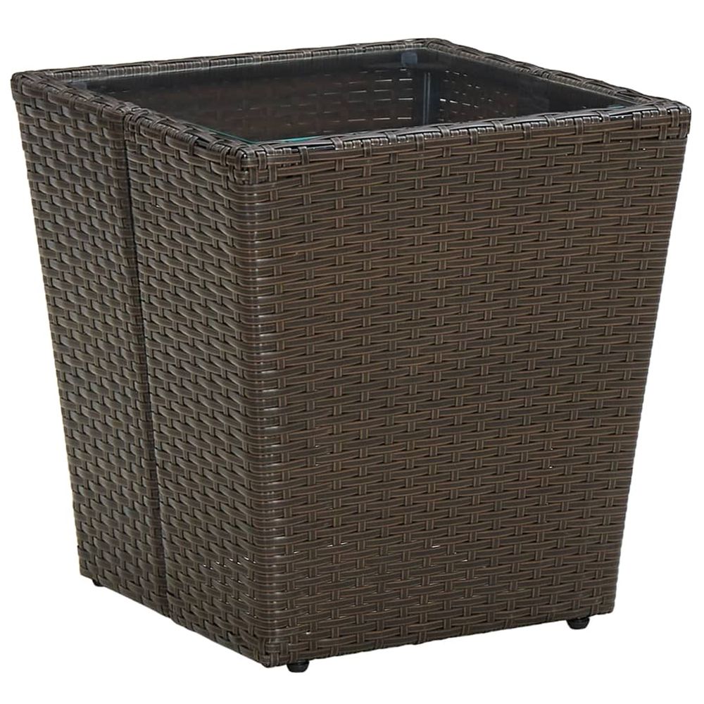 Table à thé marron 41,5x41,5x44 cm résine tressée verre trempé