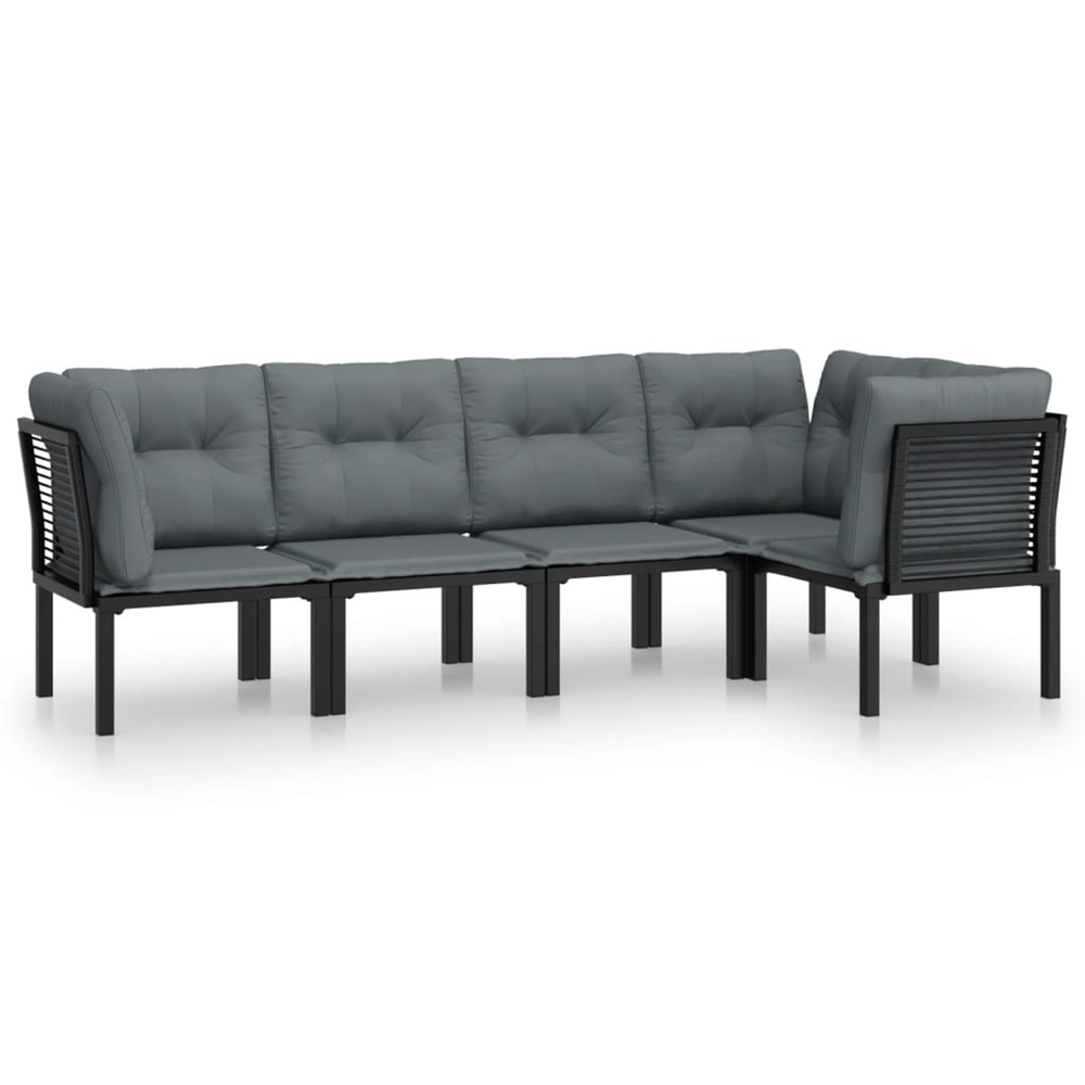 Salon de jardin 5 pcs noir et gris résine tressée