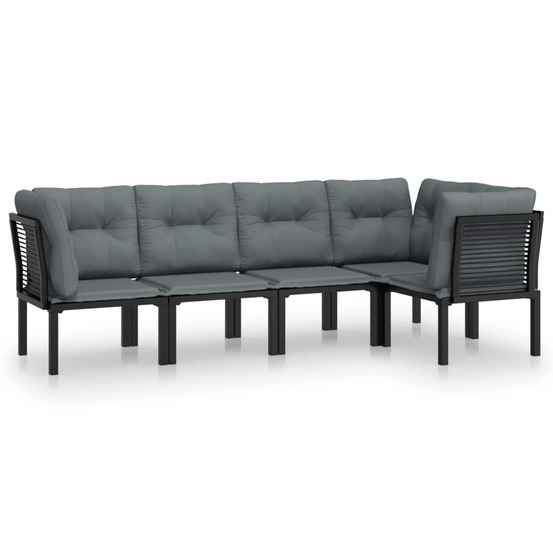 Salon de jardin 5 pcs noir et gris résine tressée