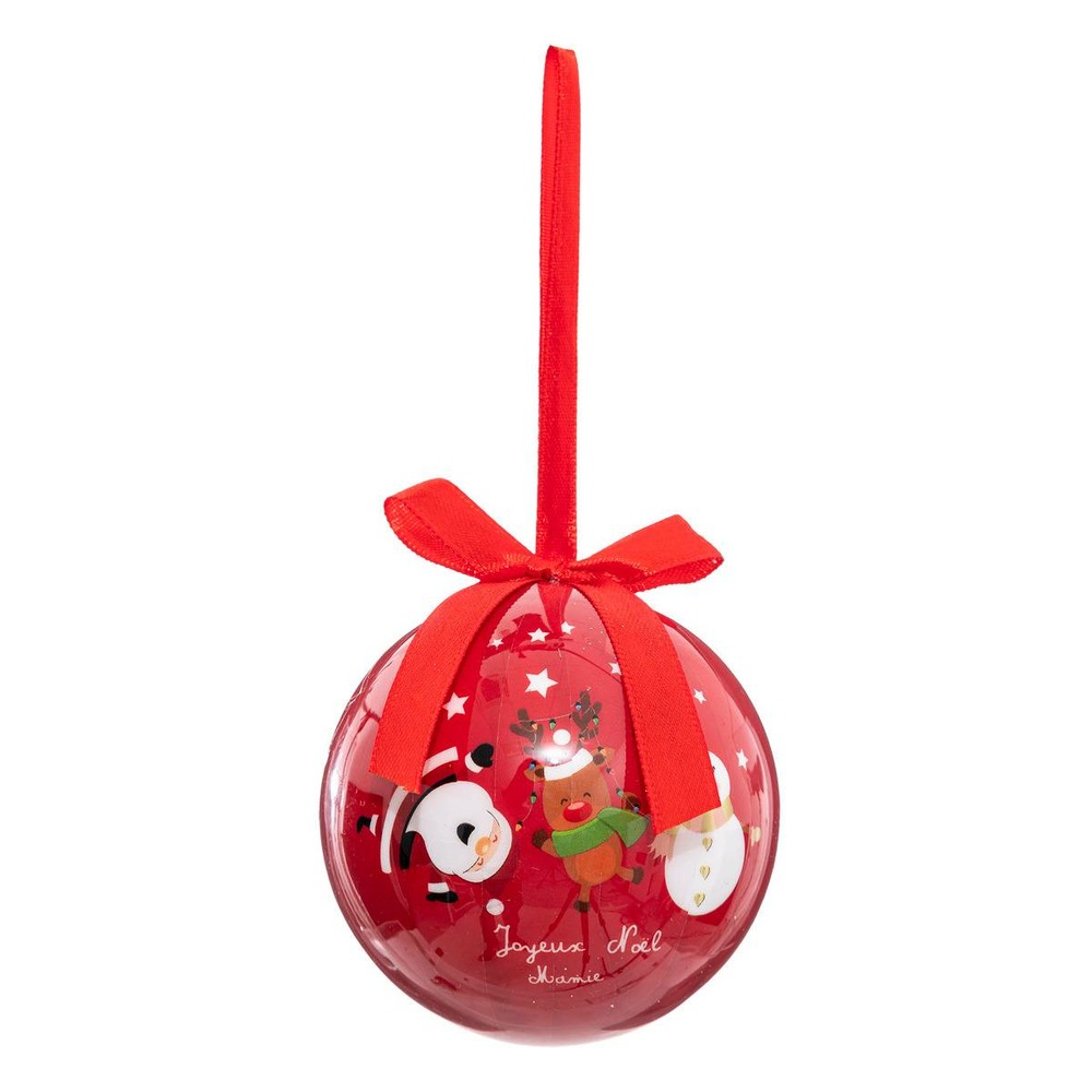 Boule de noël papier imprimé 75 mm papi / mami