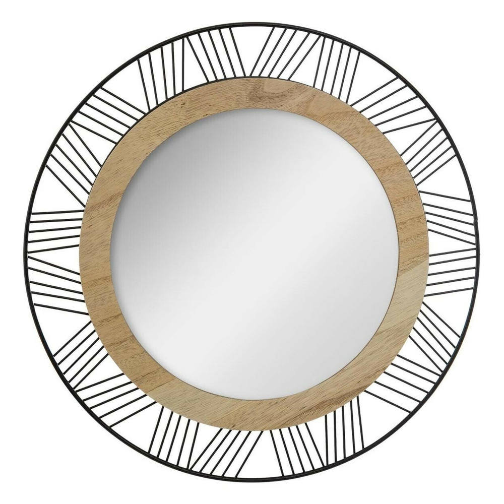 Miroir rond en métal & bois 