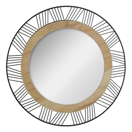 Miroir rond en métal & bois