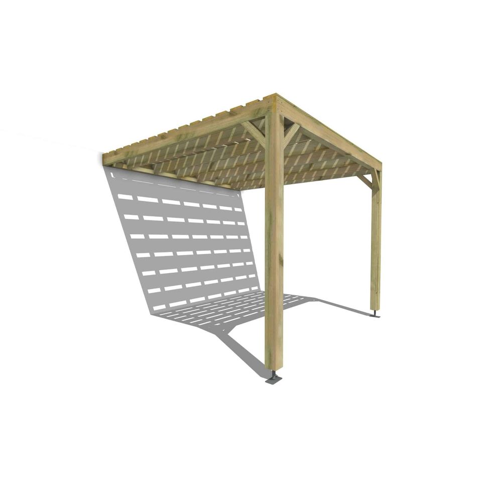 Pergola bois • 3m x 3m • adossée • sens profondeur • platelage bois • livraison comprise