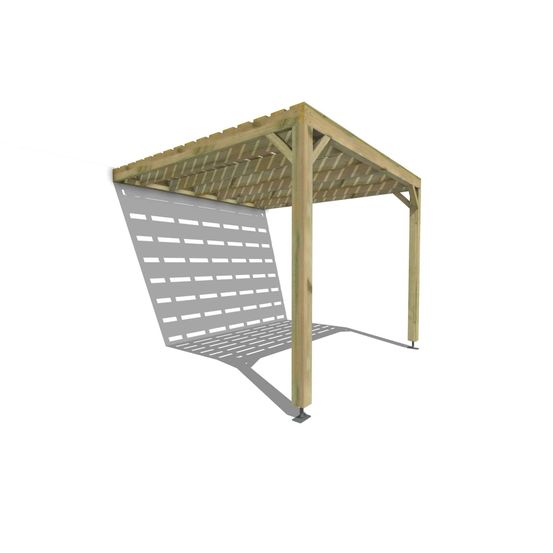 Pergola bois • 3m x 3m • adossée • sens profondeur • platelage bois • livraison comprise