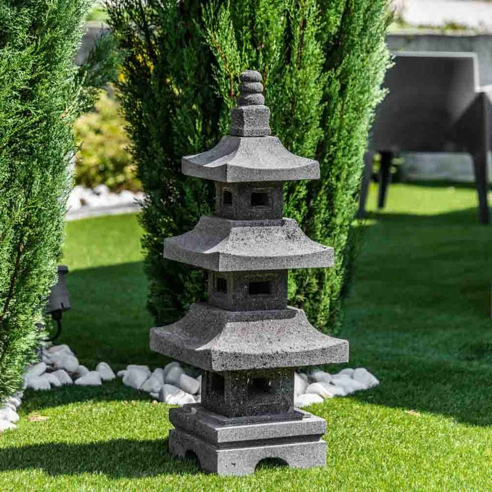 Lanterne japonaise pagode en pierre de lave 70 cm