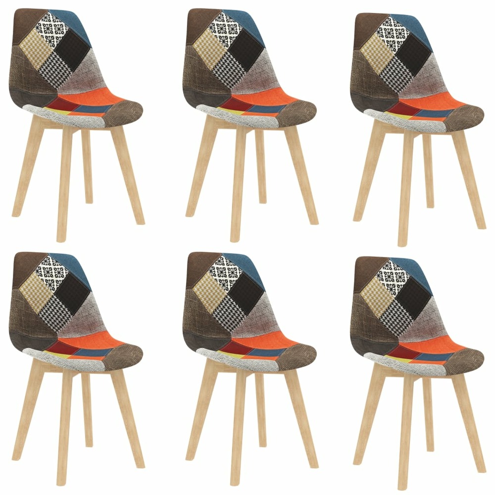 Chaises à dîner 6 pcs design de patchwork multicolore tissu