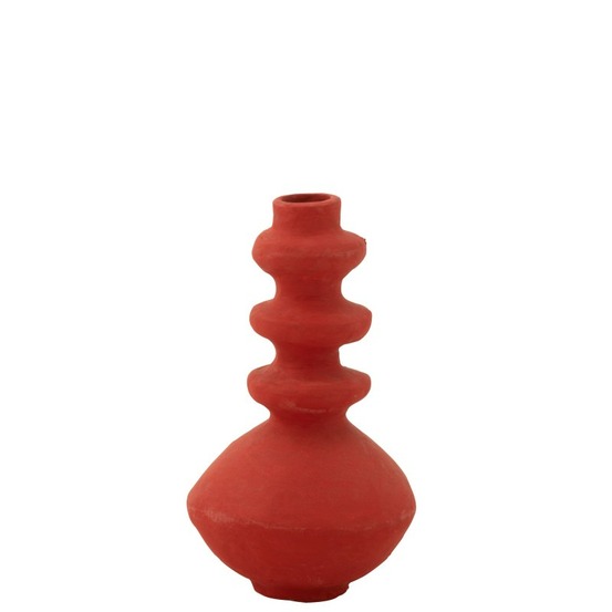 Pot triple en papier mâché rouge 20x20x40 cm