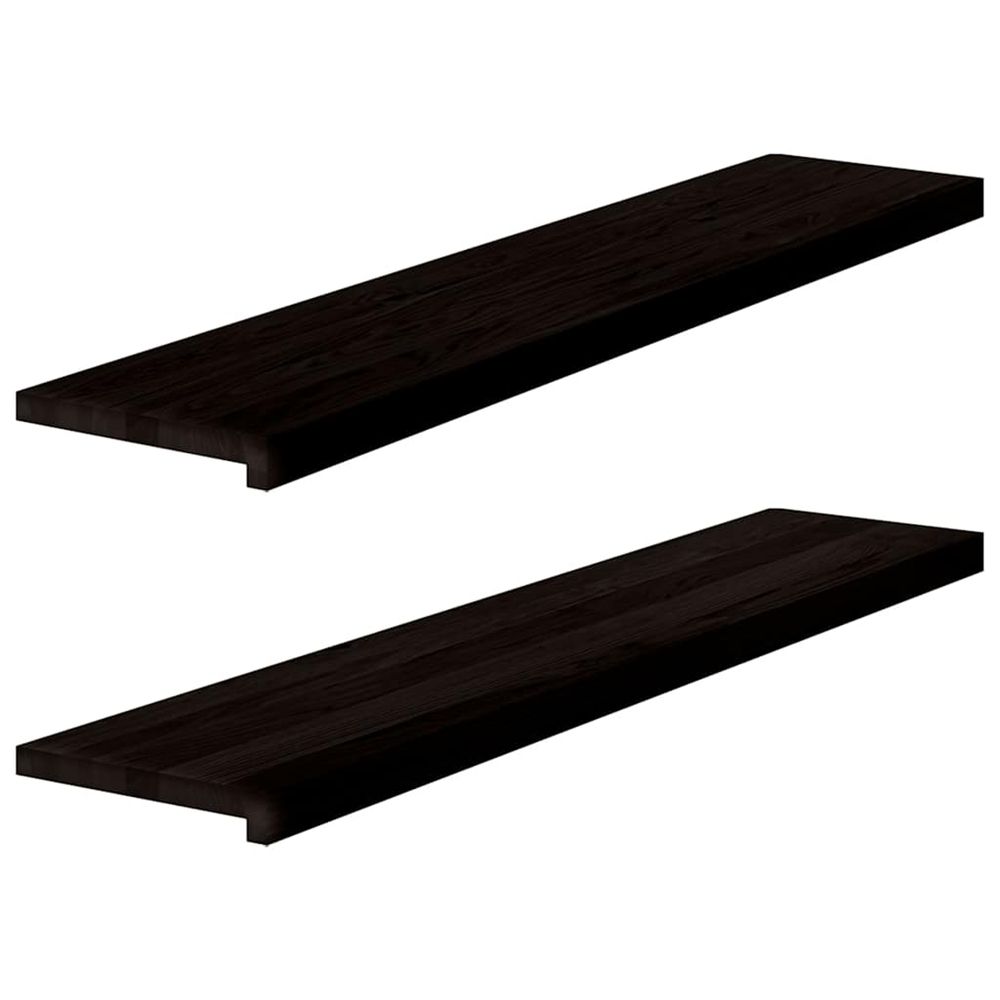 Marches d'escalier 2 pcs marron foncé 120x30x2 cm chêne massif