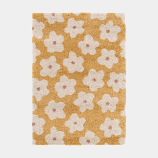 Tapis fleurs maximalistes - apolline - jaune - 120 x 170 cm