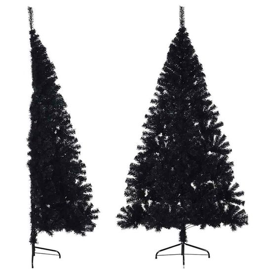 Demi sapin de noël mural en pvc design moderne pour fête noir 180 cm