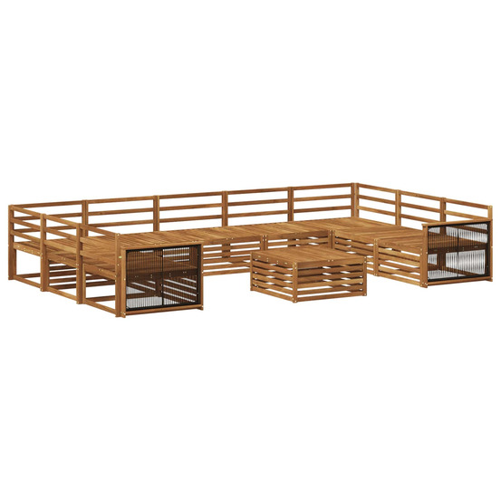 Ensemble de canapés d'extérieur 10 pcs naturel
