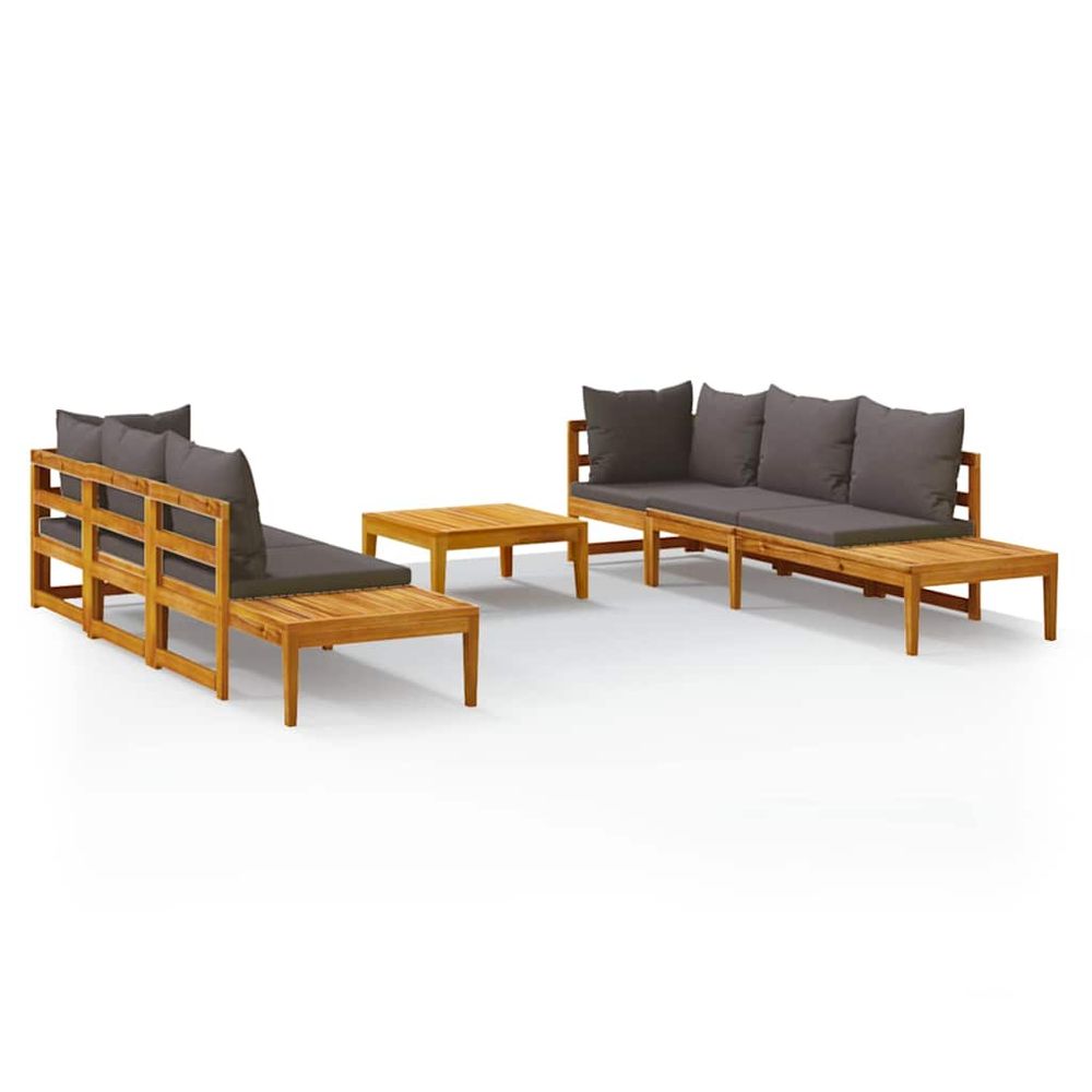 Salon de jardin 5 pcs avec coussins gris foncé bois d'acacia