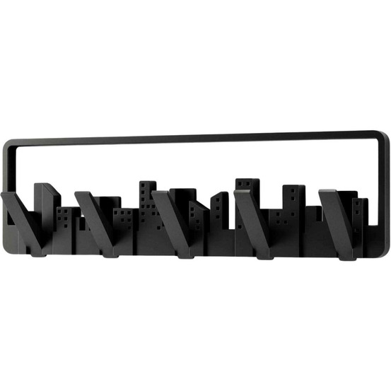 Porte manteau mural design skyline noir