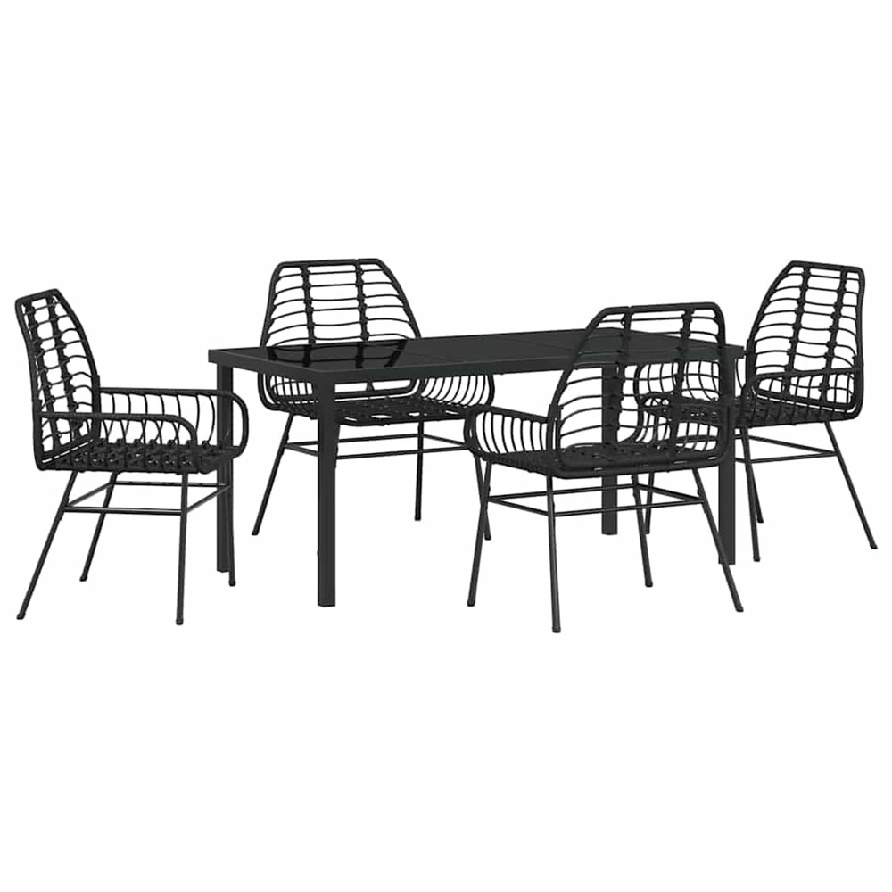 Ensemble de salle à manger pour jardin 5 pcs noir polyrotin